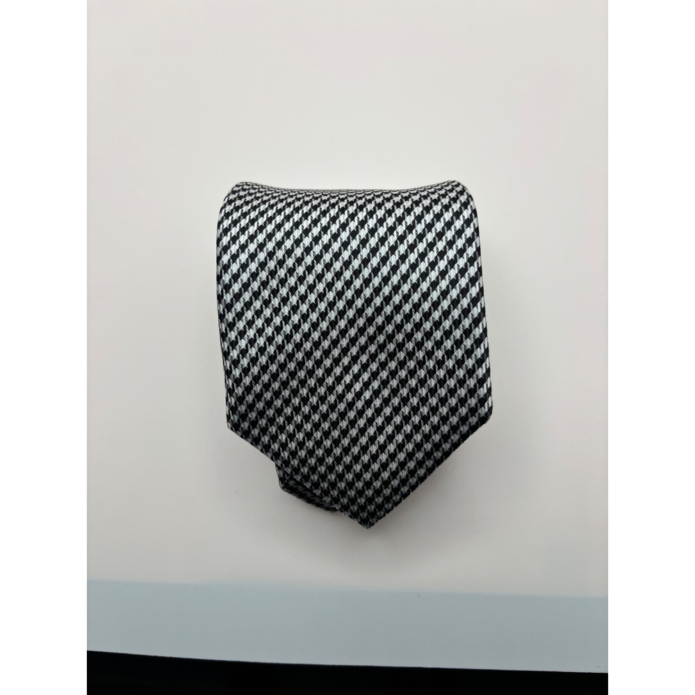 Enlision Mens Necktie Black White Micro Houndstooth Woven Hand Made Formal Tie